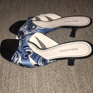 Black and Blue small heeled sandals